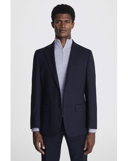 Moss Bros Blue Tailored Fit Performance Suit Jacket for men