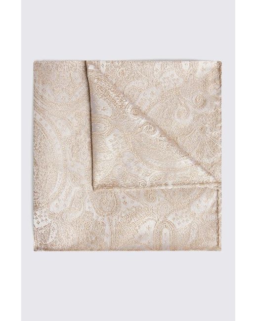 Moss Bros Natural Champagne Wedding Paisley Pocket Square for men