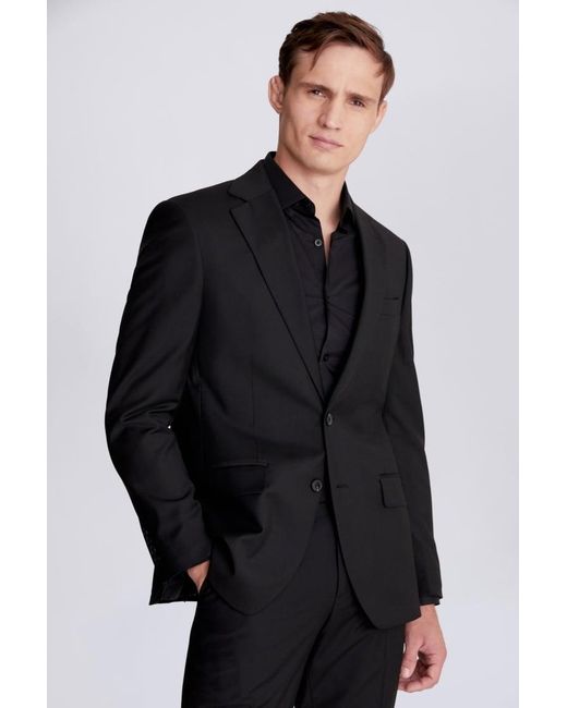 Moss Bros Black Regular Fit Stretch Suit Jacket for men