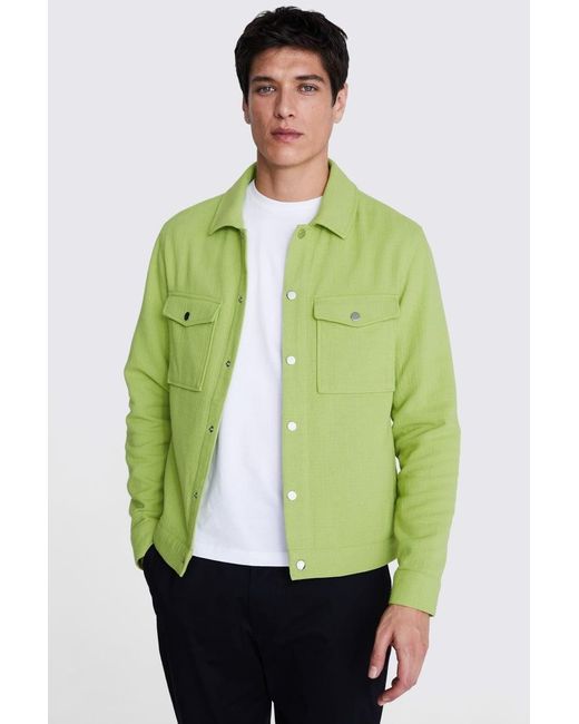 Moss Bros Green Acid Lime Trucker Jacket for men