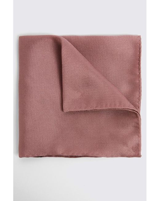 Moss Bros Pink Deauville Silk Oxford Pocket Square for men