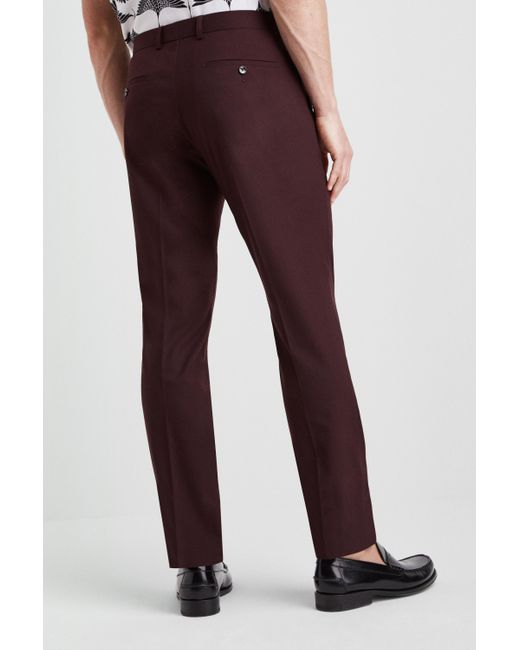 Moss London Slim Fit Burgundy Trousers 