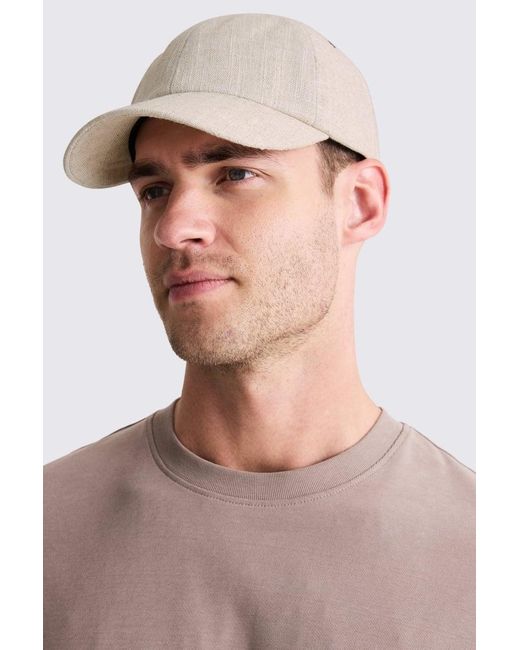 Moss Bros Natural Ecru Linen Cap for men