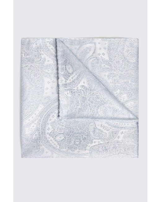 Moss Bros White Sky Wedding Paisley Pocket Square for men