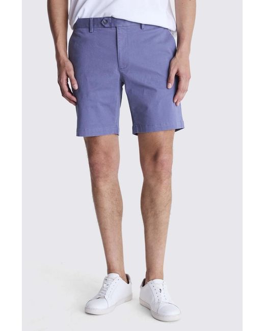 Moss Bros Blue Slim Fit Chino Shorts for men