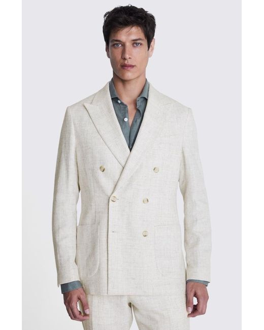 Moss Bros White Italian Tailored Fit Off Check Suit Jacket for men