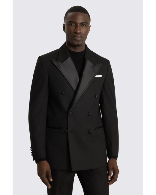 Moss Bros Black Relaxed Fit Db Suit Suit Jacket for men