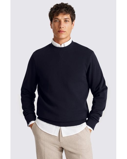Moss Bros Blue Cotton Sweatshirt for men