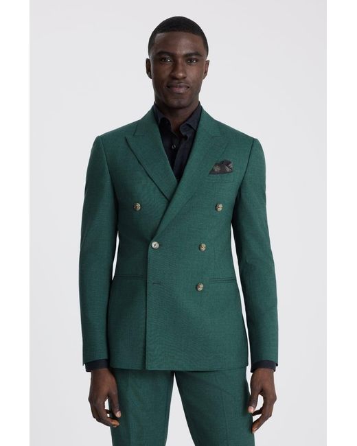 Moss Bros Green Slim Fit Marl Suit Jacket for men