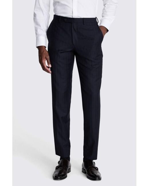 Zegna Blue Italian Tailored Herringbone Wool Trousers for men