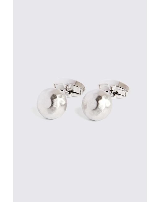 Moss Bros Gray Brushed Dome Cufflinks for men