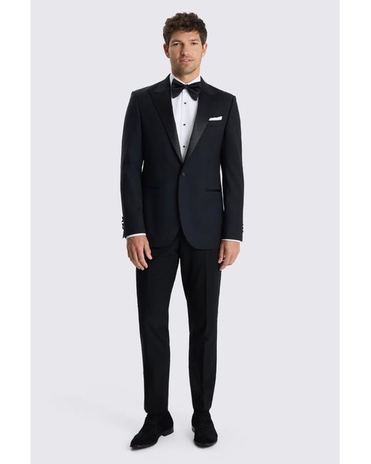 Moss Bros Blue Tailored Fit Peak Lapel Tuxedo Suit Suit Jacket for men