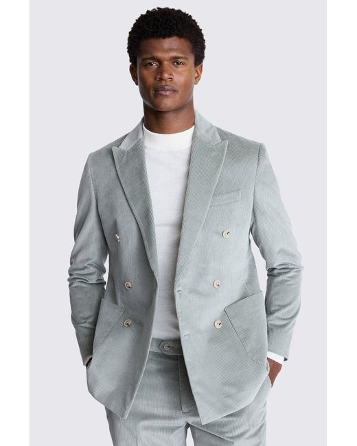 Moss Bros Gray Tailored Fit Sage Corduroy Suit Jacket for men
