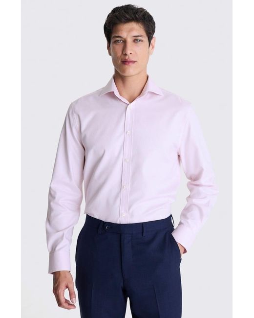 Moss Bros White Regular Fit Dobby Cotton Shirt for men
