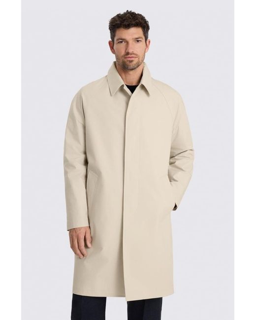 Moss Bros Natural Light Taupe Oversized Cotton Raincoat for men