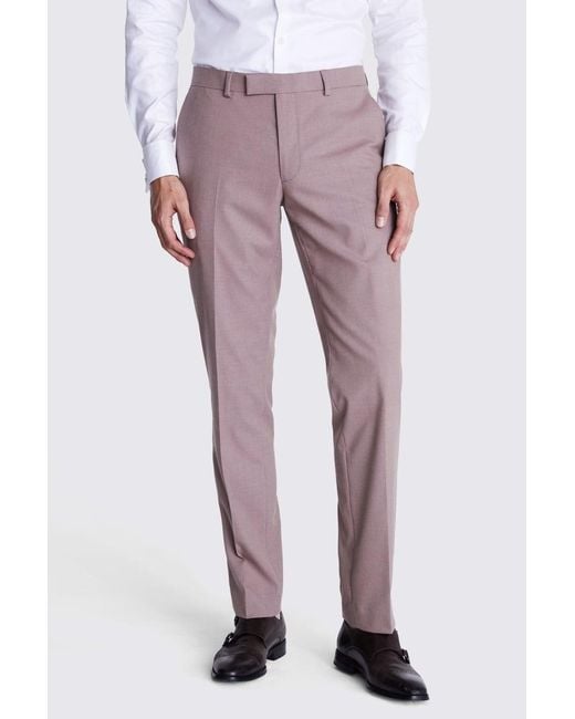 Moss Bros Purple Slim Fit Dusty Flannel Trousers for men