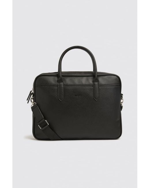 Moss Bros Black Saffiano Attaché Bag for men