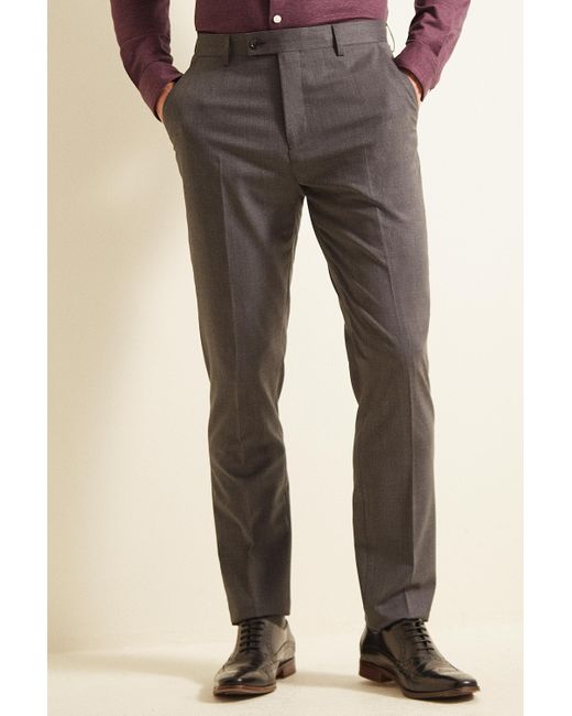 Ted Baker Wool Slim Fit Grey Twill Trousers in Gray for Men - Lyst