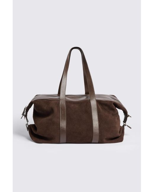 Moss Bros Brown Suede Weekender Bag for men