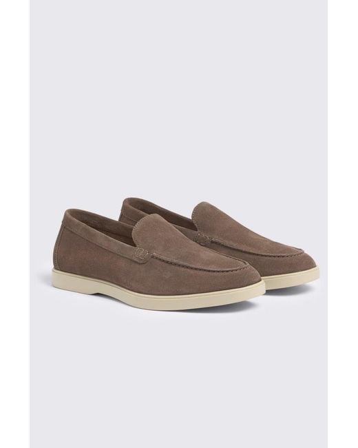 Moss Bros Brown Almond Lewisham Relaxed Suede Loafers for men