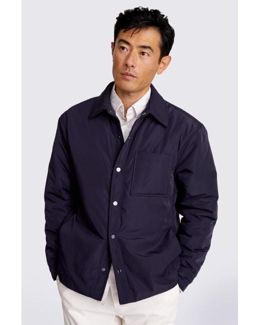 Moss Bros Blue Navy Wadded Jacket for men