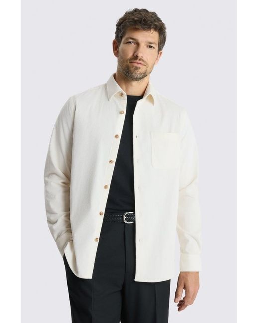 Moss Bros White Off- Corduroy Overshirt for men