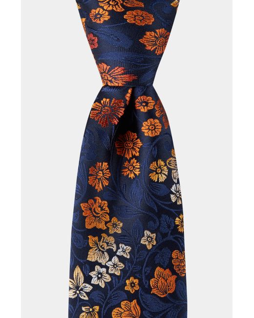 Moss Esq. Blue Navy & Orange Ombre Floral Tie for men