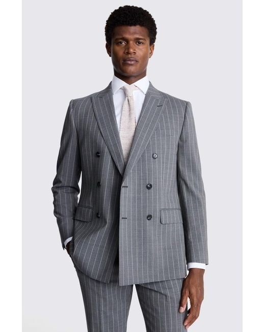 Moss Tailored Fit Sage Stripe Performance Suit Jacket in Grey for Men Lyst UK