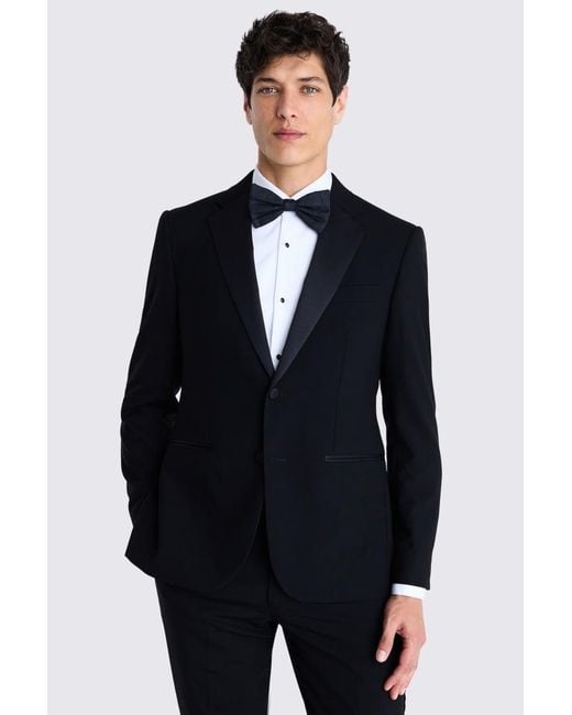 Moss Bros Blue Slim Fit Wool Notch Lapel Tuxedo Suit Jacket for men