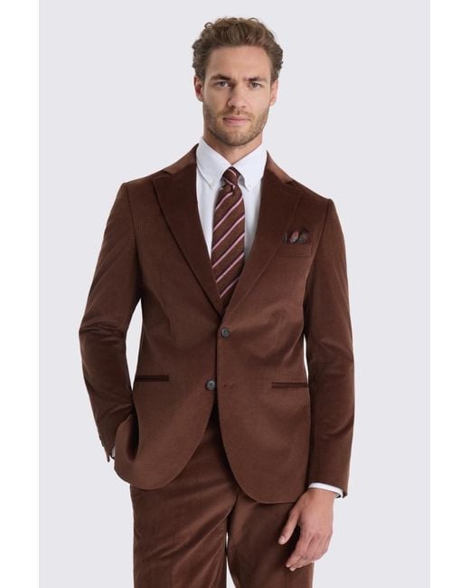 Moss Bros Brown Tailored Fit Chestnut Cord Suit Suit Jacket for men