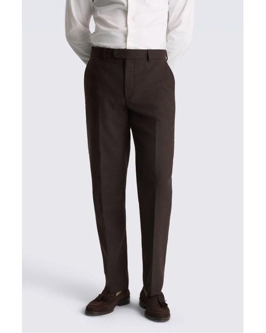 Moss Bros Black Tailored Fit Dark Tweed Trousers for men