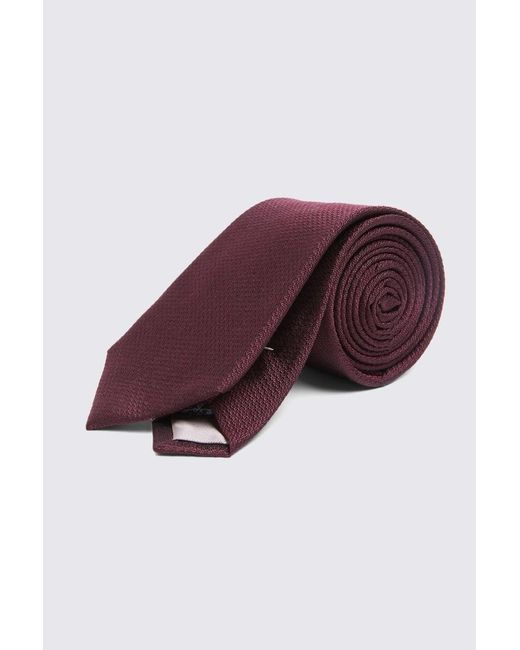 Moss Bros Purple Burgundy Silk Semi-Plain Tie for men