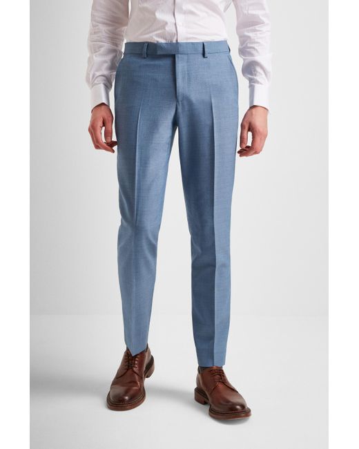 DKNY Wool Slim Fit Light Blue Texture Trousers for Men - Lyst