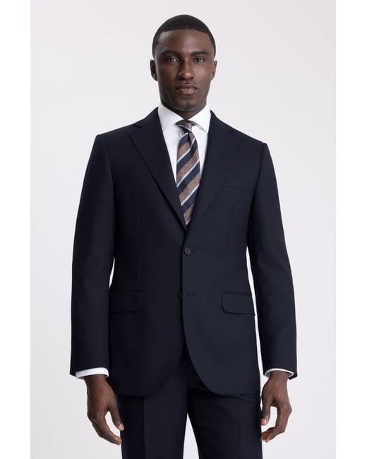 Moss Bros Blue Regular Fit Twill Suit Suit Jacket for men