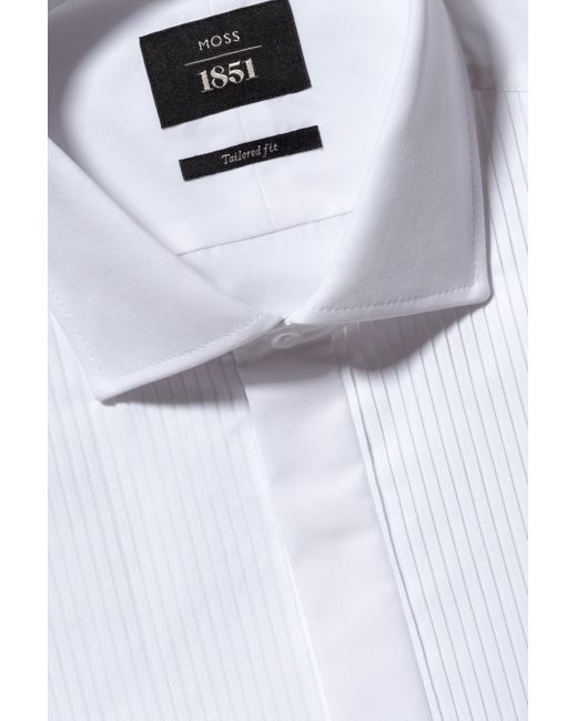 Moss Tailored Fit White Pleated Dress Shirt for Men | Lyst Canada