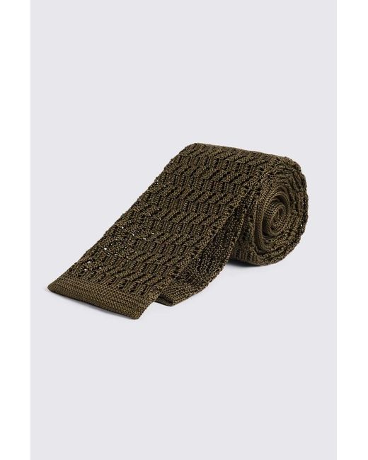 Moss Bros Green Silk Knitted Tie for men