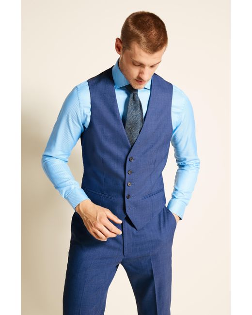 Ted Baker Tailored Fit Faded Blue Eco Waistcoat for men