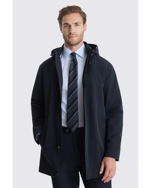 Moss Bros Blue Removable Hood Casual Jacket for men