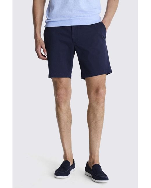 Moss Bros Blue Slim Fit Stretch Chino Shorts for men