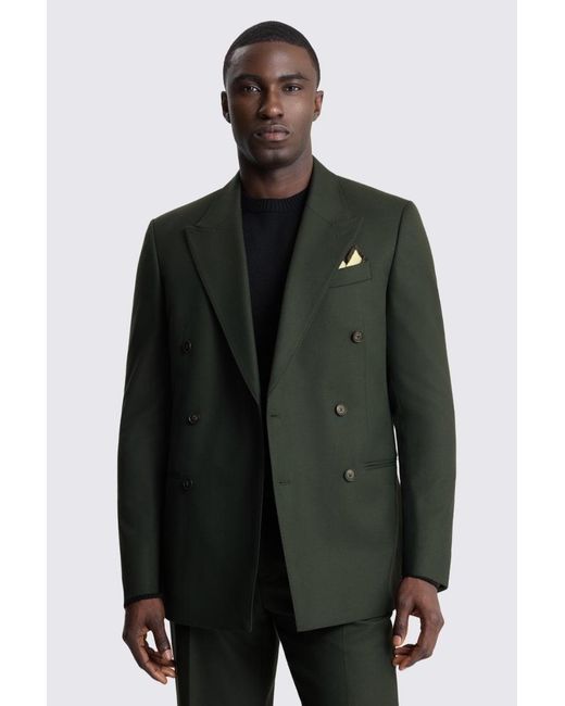 Moss Bros Green Relaxed Fit Flannel Suit Suit Jacket for men
