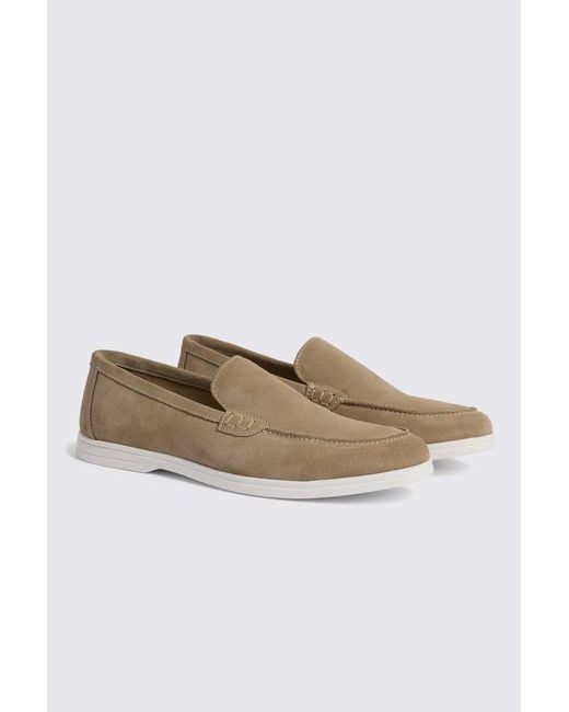 Moss Bros Natural Lewisham Camel Suede Casual Loafers for men