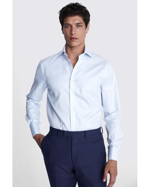 Moss Bros White Tailored Fit Light Twill Shirt for men
