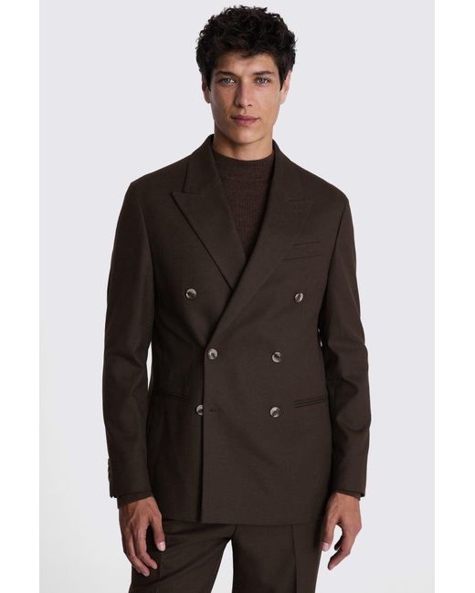 Moss Bros Brown Relaxed Fit Flannel Suit Jacket for men