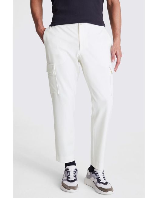 Moss Bros White Off Cargo Trousers for men
