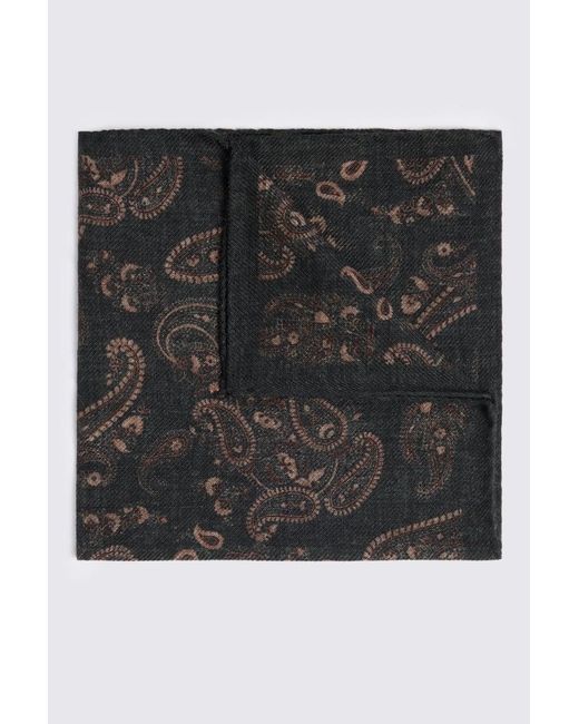 Tessitura bottinelli Black Bottinelli Dark Wool Paisley Pocket Square for men