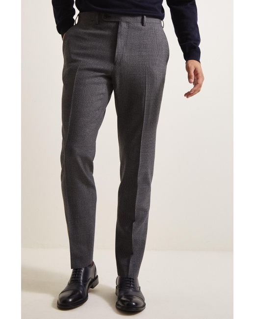 Ermenegildo Zegna Wool Tailored Fit Charcoal Glen Check Trousers in ...