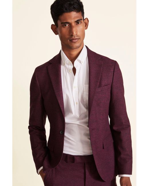 Moss London Purple Slim Fit Fuchsia Berry Jacket for men