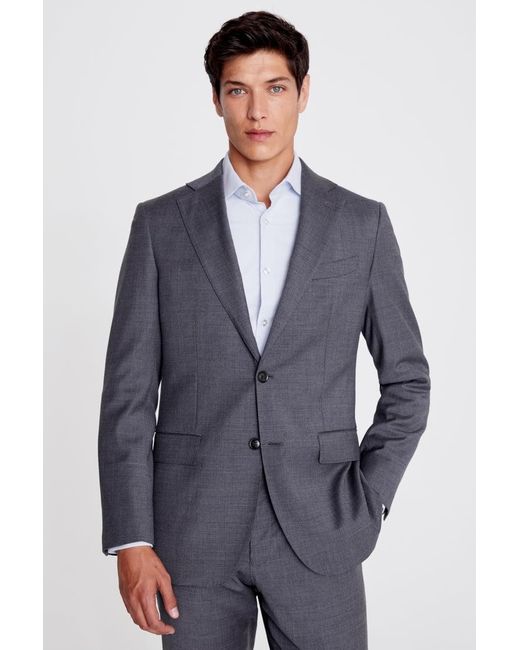 Moss Bros Blue Tailored Fit Twill Suit Jacket for men