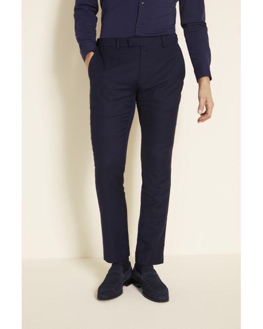 DKNY Blue Slim Fit Navy Panama Trousers for men