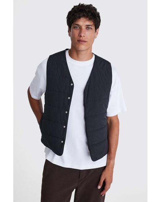 Moss Bros Blue Liner Gilet for men